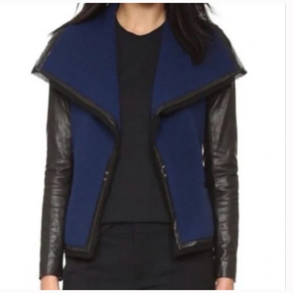 VINCE Wool-Blend Jacket w/ Lambskin Leather Sleeves & Trim NWOT/sz 8